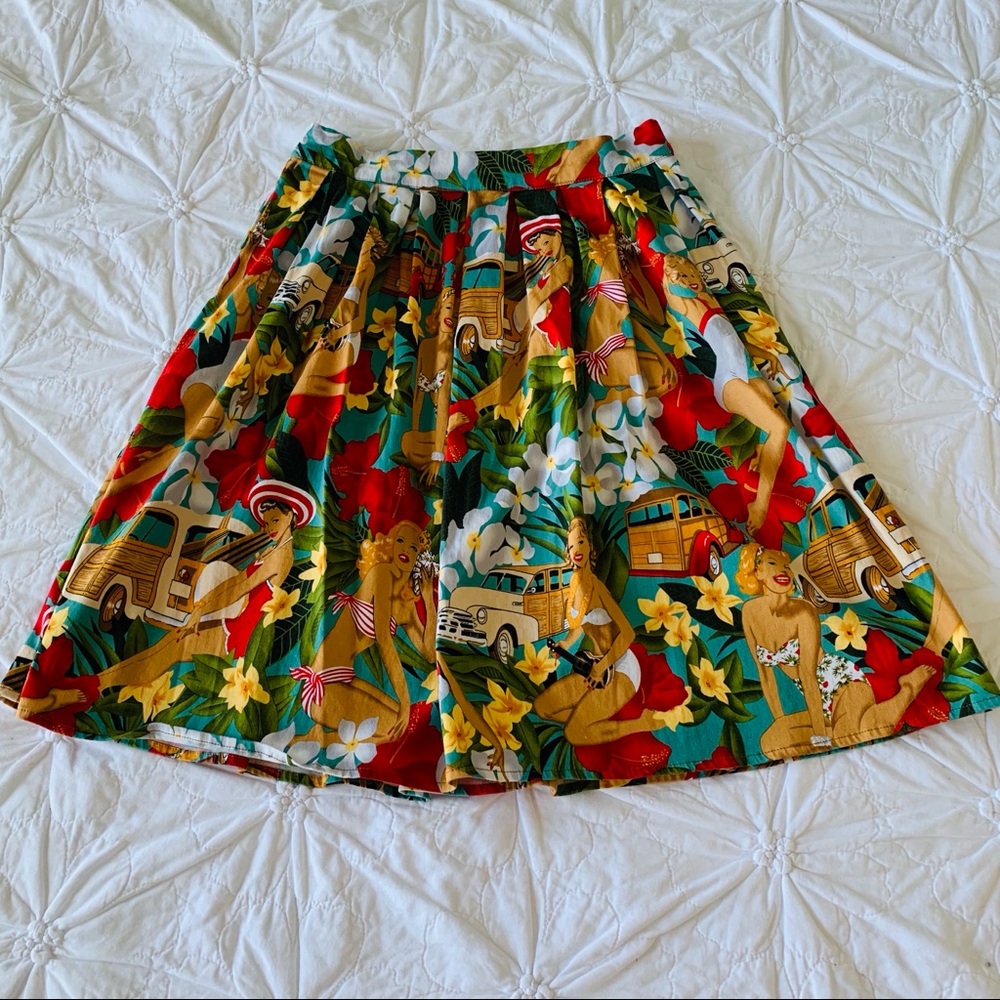 Fun Pin Up Print Rockabilly Skirt